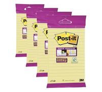 Post-it 6845 SLY Súper Sticky Notes 102 x 152 mm, Liniert, 1 bloque de 45 Blatt, amarillo (Paquete de 4)