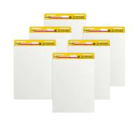 Post-it® Almohadillas de caballete súper adhesivas, 63.5 x 76.2 cm, 6 almohadillas, 20 hojas/bloc, suministros escolares para aulas, color blanco