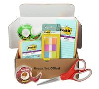 Post-it and Scotch Brand Essentials Pack, 7 blocs de notas superadhesivas surtidas, 1 paquete de banderas, 1 rollo de cinta mágica, 1 rollo