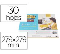 Post-it Bloc de notas adhesivas super sticky, 30 hojas quita y pon, 297x297 mm (279x279 mm), color amarillo