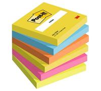 Post-It Bloc Notas 654 Energetic Neón 76x76mm, Paquete de 6 Blocs