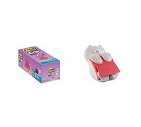 Post-It Bloc Z-Notas recargas, 76 x 76 mm, Multicolor + CAT-330 Dispensador de notas, diseño Gato, color blanco (7,6 x 7,6 cm) - Incluye 1 bloc de Z-notas adhesivas super sticky color amapola