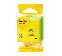 Post-it Cubo De Notas Mini, Amarillo, Azul y Verde, 51 mm x 51 mm, 400 Hojas/Bloc, 1 Bloc/Paquete
