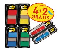 Post-It Marcadores Adhesivos Medianos, Paquete de 4 + 2 Index Flecha Pequeños, 248 Banderitas, 25.4x43.2 mm, Amarillo, Rojo, Verde, Azul, Marcapáginas Para Señalar, Resaltar o Colorear