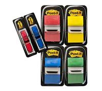 Post-It Marcadores Adhesivos Medianos, Paquete de 4 + 2 Index Flecha Pequeños, 248 Banderitas, 25.4x43.2 mm, Amarillo, Rojo, Verde, Azul, Marcapáginas Para Señalar, Resaltar o Colorear