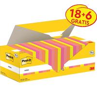 Post-it, notas adhesivas, 654-COL-VP24, 76x76 mm, 100 unidades por paquete, color amarillo, 24 paquetes.