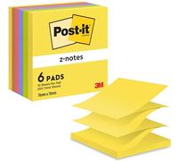 Post-it Notas Colección Neon Rainbow - Paquete de 6 Blocs, 100 Hojas por Bloc (76 mm x 76 mm) - Amarillo, Verde, Morado, Rosa y Naranja - Notas Autoadhesivas para Listas de Tareas y Recordatorios