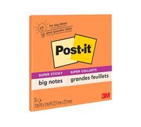 Post-it Notas grandes superadhesivas, 11 x 11 pulgadas, 1 bloc, 2 veces el poder de adherencia, naranja neón (BN11O)