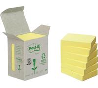 Post-it Notas Recicladas Canary Yellow - Paquete de 6 Blocs, 100 Hojas por Bloc (38 mm x 51 mm) - Color Amarillo - Notas Autoadhesivas Hechas de Papel 100% Reciclado