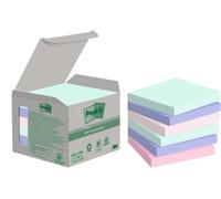 Post-it Notas recicladas 76 x 76 mm, 100 hojas/bloc, paquete de 6 blocs, colores variados