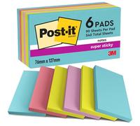Post-it Notas Super Sticky Colección Cosmic Color – 6 blocs, 90 h/bloc – Turquesa, Verde y Rosa