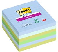 Post-it Notas Super Sticky Grandes Colección Oasis Color - Paquete de 6 Blocs, 90 Hojas por Bloc (101 mm x 101 mm) - Azul y Verde - Notas Autoadhesivas para Listas de Tareas y Recordatorios