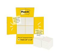 Post-it Notas Transparentes - Paquete de 12 Blocs, 36 Hojas por Bloc (73 mm x 73 mm) - Translúcidas - Notas Autoadhesivas Reposicionables para Estudiantes y Libros de Texto