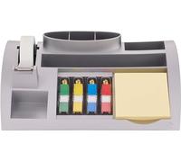 Post-it Organizador de escritorio - Bloc 100 hojas, 4x35 marcadores Index, cinta Scotch, plata