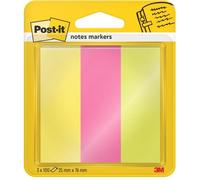 Post-it pack de 3 blocs de 100 marcadores reposicionables - forma rectangular - colores surtidos