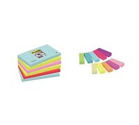 Post-It Super Sticky 70005291631 Super Sticky Pack de 6 blocs notas Adhesivas Multicolor + 3M Marcadores adhesivos para libros Pack 10 x 50 hojas