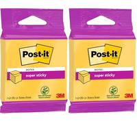 Post-it Super Sticky Cubo De Notas, Ultra Amarillo, 76 mm x 76 mm, 270 Hojas/Bloc, 1 Bloc/Paquete, 100% PEFC SGSCH-PEFC-COC-110078 (Paquete de 2)