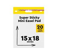 Post-It Super Sticky Mini Bloc De Caballete, Color Blanco - 20 Hojas, 38 cm x 45.7 cm - Para Compartir Ideas y Presentar Visualmente