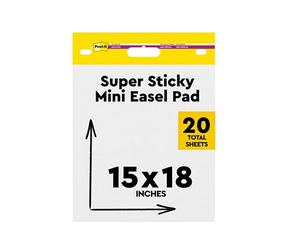 Post-It Super Sticky Mini Bloc De Caballete, Color Blanco - 20 Hojas, 38 cm x 45.7 cm - Para Compartir Ideas y Presentar Visualmente