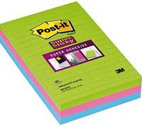 Post-it Super Sticky Notas Grandes, Colores Surtidos, Con Líneas, 3 Blocs, 90 Ho