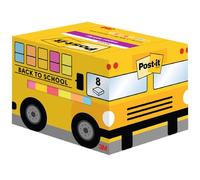Post-it Super Sticky Notes, Bus Vuelta al Cole, 8 Blocs de Notas Post-it, 90 hojas por Bloc, 63,5mm x 76mm- Notas Extra Adhesivas en Múltiples Colores, Regalos Originales para Estudiantes, Profesores