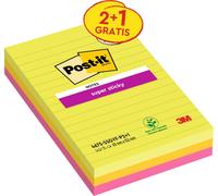 Post-it Notas adhesivas Super Sticky, 3 blocs de 75 notas reposicionables