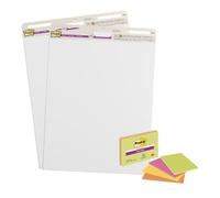 Post-It Super Sticky Recycled Bloc para Rotafolios 2 Blocs + 1 Notas GRATIS | 63,5 x 76,2 cm, Papel 100% Reciclado, Hojas Autoadhesivas de Fuerte Adherencia para Reuniones, Presentaciones y Oficina