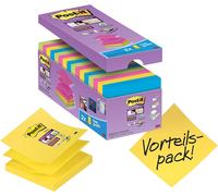 Post-it Notas adhesivas Z-Notas Super Sticky – 14+2 blocs, 90 h. 76×76 mm, Verde/Amarillo/Rosa/Azul