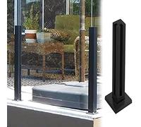 Poste de barandilla de vidrio cuadrado negro de alta resistencia - Kit de balaustrada exterior de 49,2" para balcón, terraza, jardín y pasillo - Sistema de pilares moderno y duradero para cercas