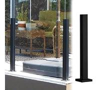 Poste de barandilla de vidrio cuadrado negro de alta resistencia - Kit de balaustrada exterior de 49,2" para balcón, terraza, jardín y pasillo - Sistema de pilares moderno y duradero para cercas