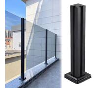 Poste para barandilla vidrio Inicio Terraza Poste De Barandilla De Balaustrada De Vidrio, 130 120 100 90 80 70 60 CM Alto Poste De Vidrio Con Base Para Interiores Y Exteriores, Negro(Black Corner Post