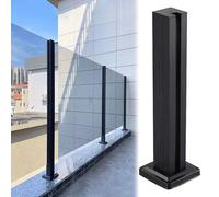 Poste para barandilla vidrio Inicio Terraza Poste De Barandilla De Balaustrada De Vidrio, 130 120 100 90 80 70 60 CM Alto Poste De Vidrio Con Base Para Interiores Y Exteriores, Negro(Black End Post,60