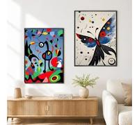Póster de arte surrealista moderno de Joan Miró, impresiones en lienzo para decoración de paredes de dormitorios, salas de estar y pasillos (40x60cm x 2/marco interno)
