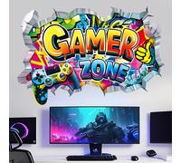 Póster de juego más grande, arte con agujero de pared 3D, zona de jugador genial, Gamepad, pegatinas murales de vinilo, decoración del hogar para dormitorio de niños, salas de juegos 005-1 60x40cm who