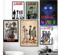 Póster de la banda G-Gorillaz, pegatinas artísticas de pared autoadhesivas impermeables, decoración de pared extraíble para sala de estar y dormitorio Black4 15X20cmNoframe