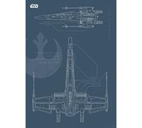 Póster de Star Wars Blueprint X-Wing - Tamaño: 50 x 70 cm - Comar - Póster de pared (sin marco)