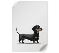 Póster en Lienzo 42x59,4 cm | Tamaño A2 | Dibujo de un perro salchicha | Lienzo Decorativo | Colores Vivos | Ornamento Mural | Para Dormitorio Principal, Habitación de Invitados, Suite