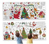 Póster gigante para colorear, 2 unidades, 72 x 30 pulgadas, pancarta creativa de Feliz Navidad, mantel para colorear, actividades navideñas, ideal para niños, escuela, aula, fiesta en casa