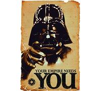 Póster Star Wars/Guerra de las Galaxias "Darth Vader" "Your Empire Needs You/Tu Imperio te... (61cm x 91,5cm) + 1 póster sorpresa de regalo