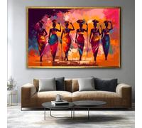 Pósteres de arte mural en lienzo con motivos de la cultura africana moderna: láminas abstractas de mujeres locales para la decoración de la sala de estar (30x40cm/sin marco).