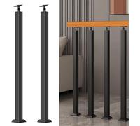 Postes de Balaustre de Escalera,Husillos de Barandilla de Metal Ajustables de 270° con Base de Soporte Plano,Poste de Barandilla de Decoración de Hierro Neg(Size:2.78ft/85cm,Color:2 Pack Front Mount)