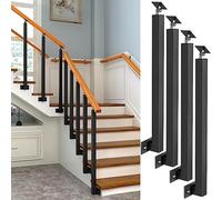 Postes de Barandilla de Escalera de Montaje Lateral, Kits de Barandilla de Metal Negro para Ático Cubierta Escalera Pasamanos Metal, Soportes Ajustables, Barandilla de E(Size:2.95ft/90cm,Color:4Pack)