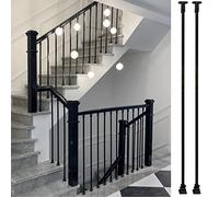 postes de barandilla para escaleras, Barandilla cuadrada de hierro for escaleras, balcones, pasamanos(2pack,Black Post 120cm/47in)
