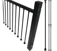 Postes de Cerca de Vidrio, balaustradas cuadradas de Hierro Negro, balaustres de Escalera, Postes de husillo con Kit Completo para Patio, terraza, Columna Interior, barandilla de Escalera (p