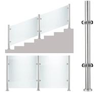Postes de Cerca de Vidrio, Postes de balaustrada de Acero Inoxidable para barandilla de Escalera de Panel de Vidrio, espigas Redondas de Doble Panel con Soportes de Abrazadera para Poste de