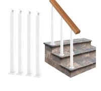 Postes de Pasamanos de Escalera Cuadrados - Balaustres Metálicos Ajustables A 270° para Áticos,Barandilla de Escalera,Poste de Escalera Metálico c(Size:90cm/35.4in,Color:White - 4-Pack - Front Mount)