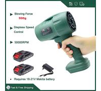 Potente soplador de aire Turbo con empuje de 500 g para limpiar hojas caídas, nieve y arena con batería Makita de 21 V Black - No Battery