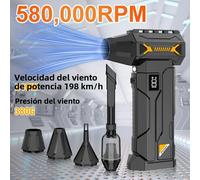 Potente Soplador Turbo de 580000 RPM, Aspiradora Inalámbrica, Soplador de Nieve Eléctrico, Fuerza de Soplado de 380g, Iluminación LED, Limpieza de Automóviles HFX7