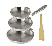 POTZ PYREX INFINITY - Juego de 3 sartenes de acero inoxidable | Sin PFAS, mango, espátula