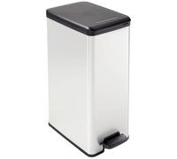 Poubelle Slim - SLIM BIN - CURVER - 40L - Gain de place - 40 x 25 x 61 cm - Gris métallisé